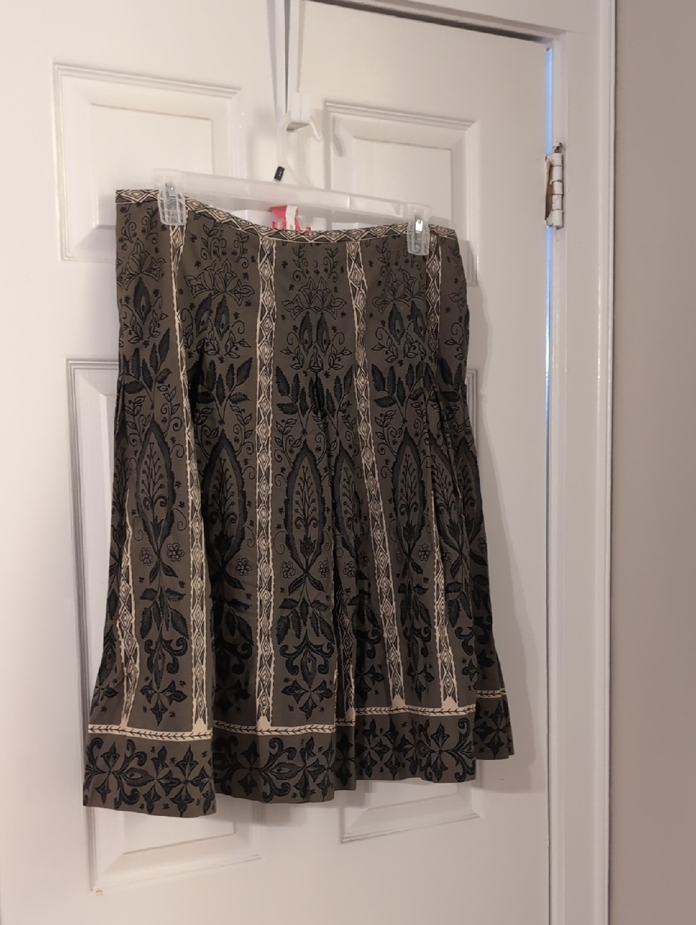 Printed A-Line Skirt in Olive and Black